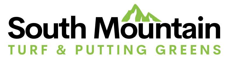 Logo displaying the text "Back Nine Turf & Putting Greens" in black, with a simple green triangular design above resembling mountains. The words "TURF & PUTTING GREENS" are in green below the main text.